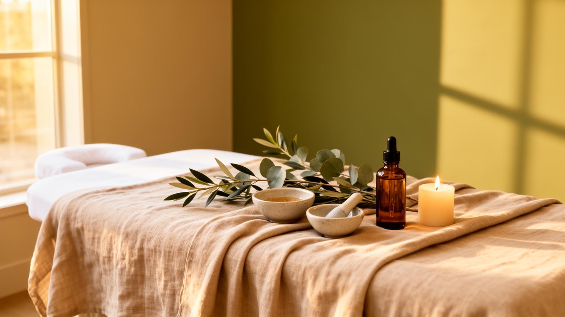 Ambiente acolhedor da Ellen Motta Estética com elementos naturais e luz suave